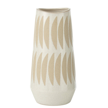 J-Line vaas Kai - keramiek - beige/wit - large - 40 cm hoog