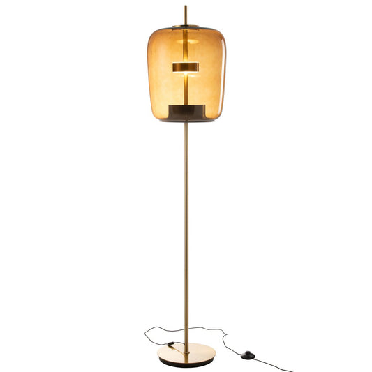 J-Line staanlamp - glas - bruin - LED lichtjes