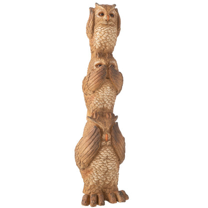 J-Line decoratie Uil op schouder - bruin - large