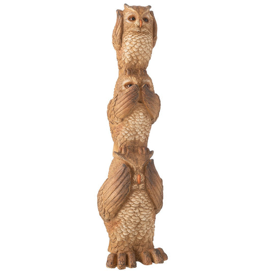 J-Line decoratie Uil op schouder - bruin - large