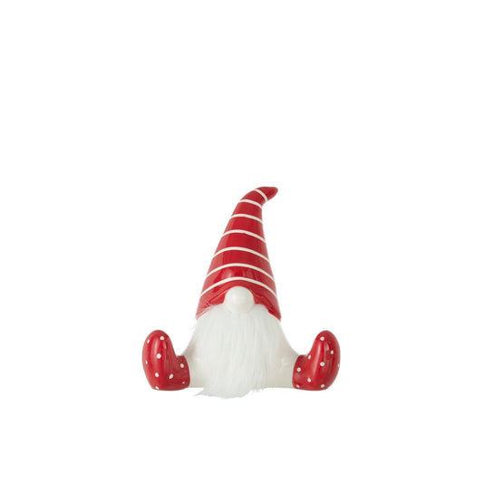 J-Line Kerstfiguren - keramiek - rood/wit - medium