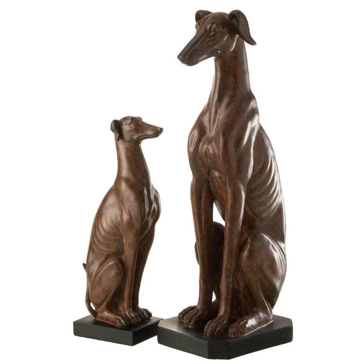 J-Line decoratie Windhond Zittend - polyresin - bruin - large