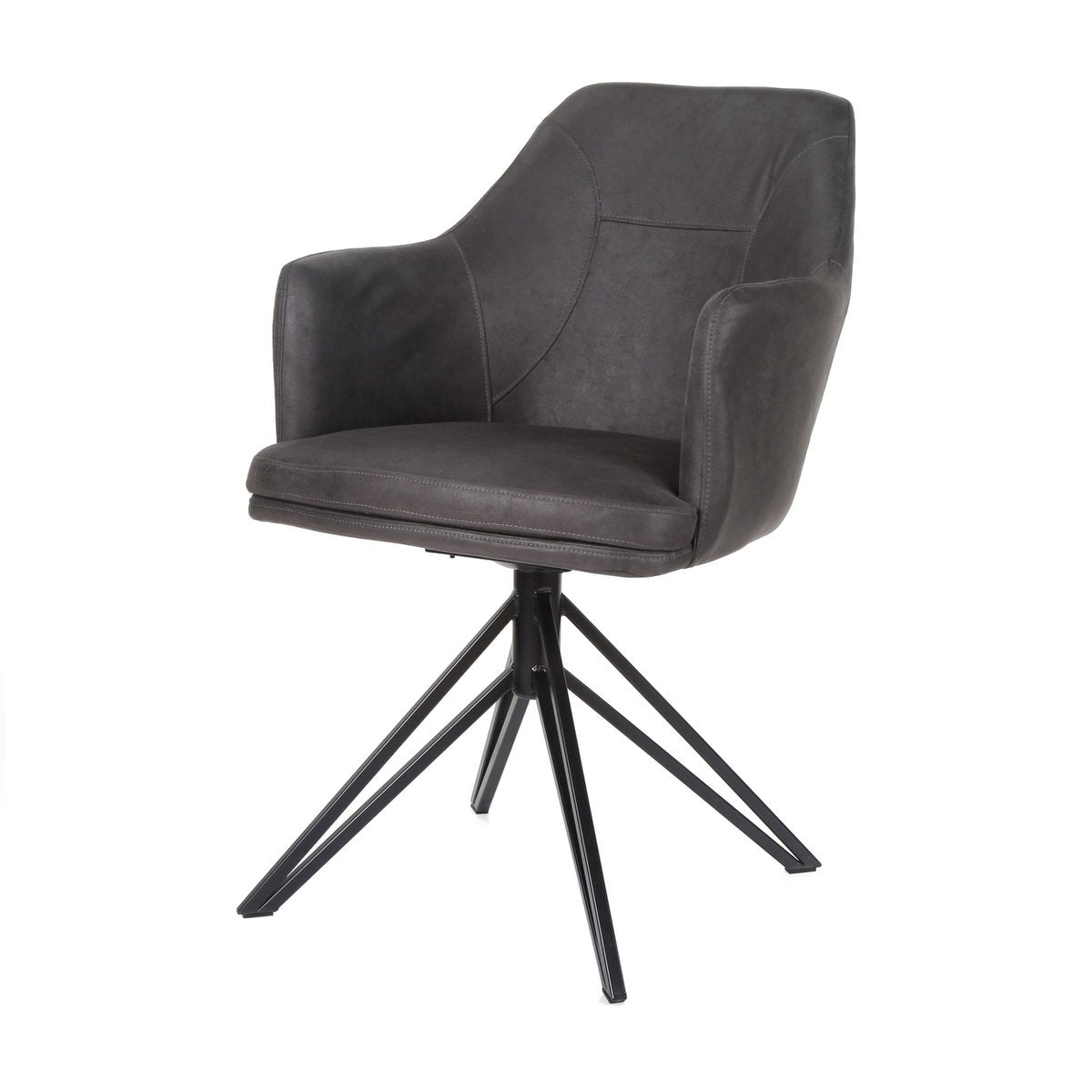 Armstoel Calvin draaivoet zwart Stof Soft Antraciet