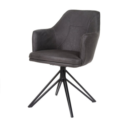 Armstoel Calvin draaivoet zwart Stof Soft Antraciet