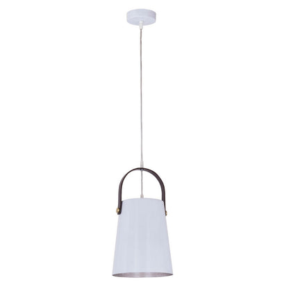Hanglamp metaal met leren hanger Vintage stijl Wit of Zwart