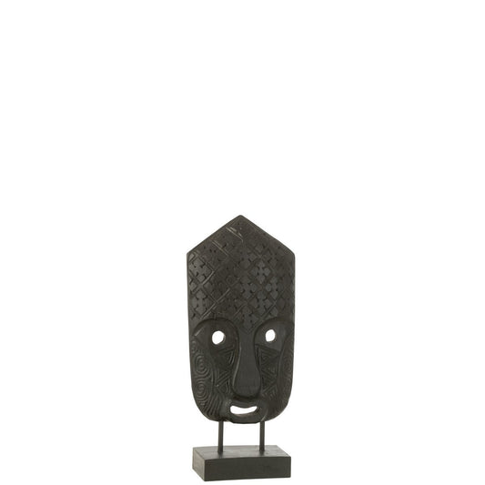 J-Line decoratie masker Op Voet Albasia - hout - zwart - small
