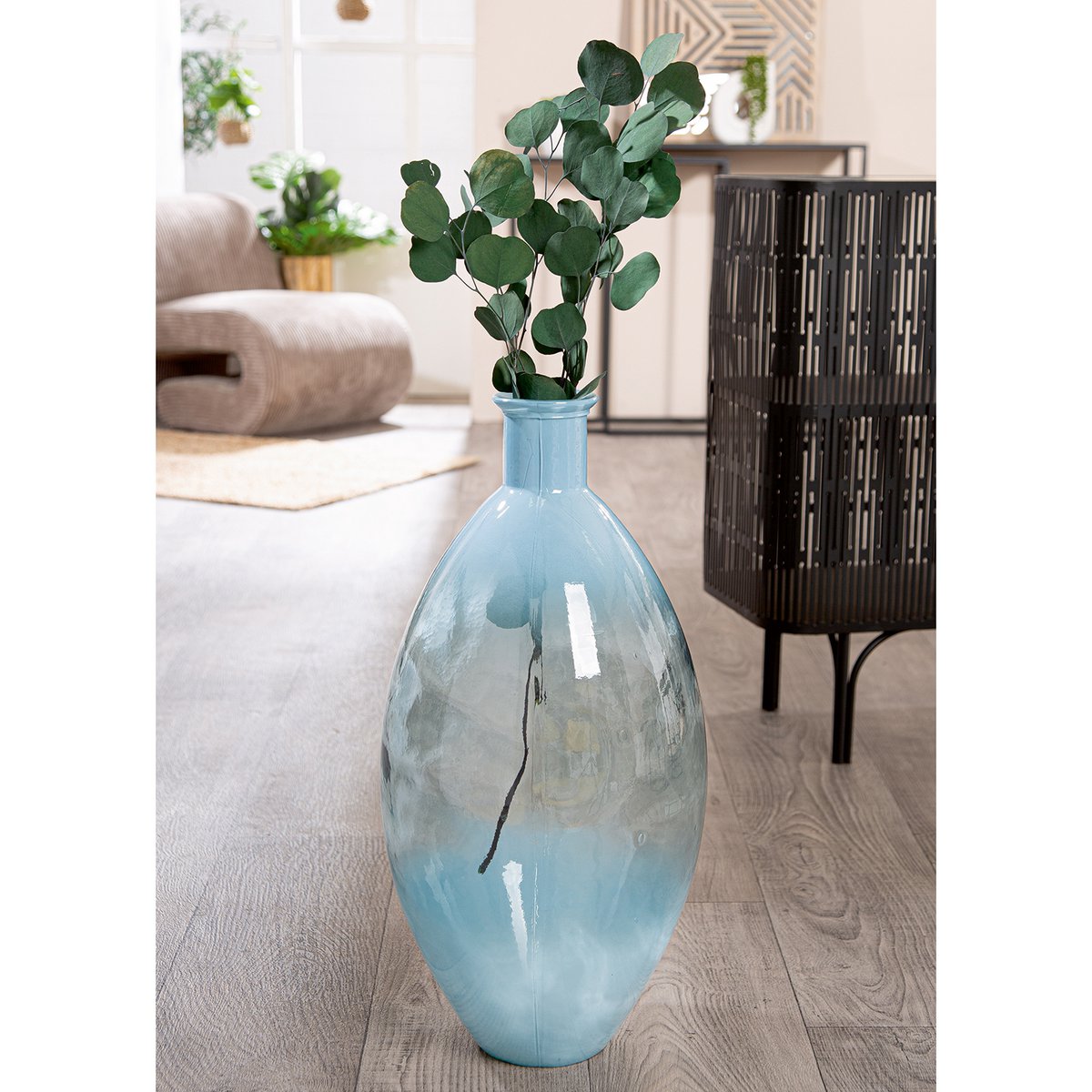 Vloervaas "Novella" blauw H. 59 cm