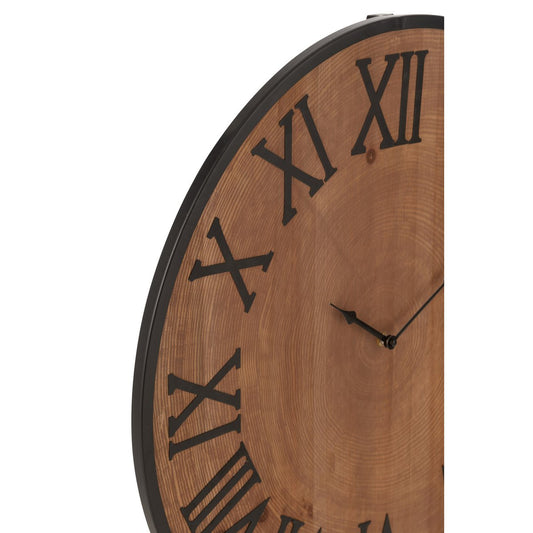 J-Line klok Nue - mdf/ijzer - naturel - large - Ø 60 cm