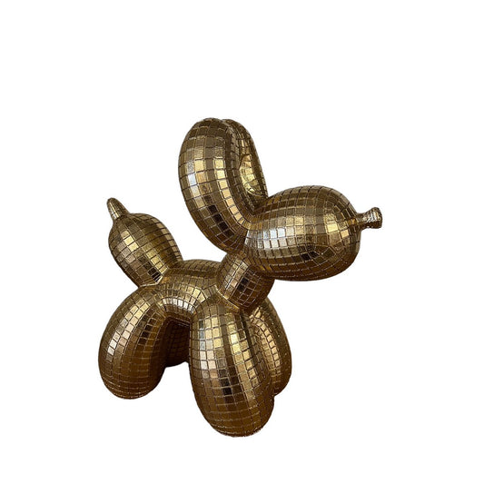 Ballon hond Goud Vierkantjes 25,5x11x25,5cm