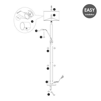 Moderne Vloerlamp - 40/40/170cm - Linnen Lampenkap