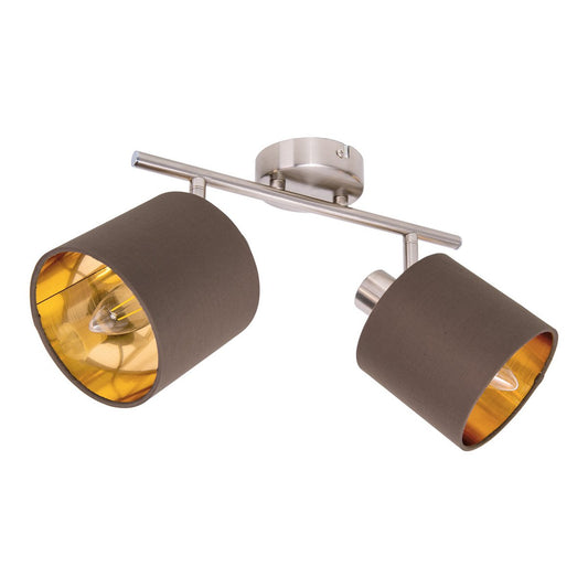 Plafondlamp "Maron" 2 spots totale lengte 46cm Bruin