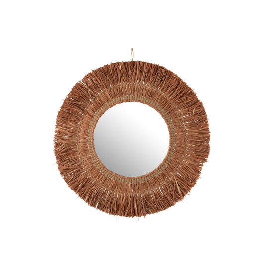 J-Line spiegel Hangend Rond - rotan - bruin - Ø 61.5 cm