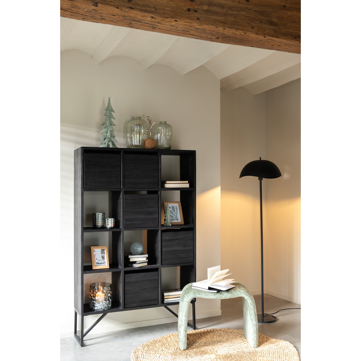 J-Line vaas Strepen - glas - groen - large - 29.5 cm hoog