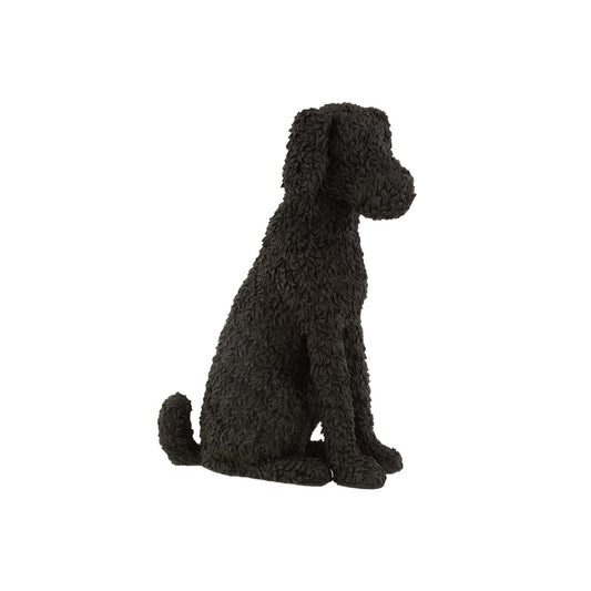 J-Line decoratie Hond Max Zittend - polyresin - zwart