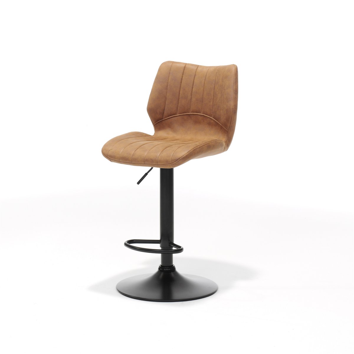 Barkruk Bobby zwart - Stof Soft Cognac