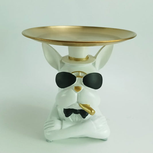 Bulldog wit met dienblad