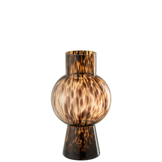 J-Line vaas Bol Stip Bruin - glas - medium - 30.50 cm hoog