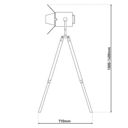 Staande lamp driepoot "Holly" verstelbaar 100-140 cm hoog hout