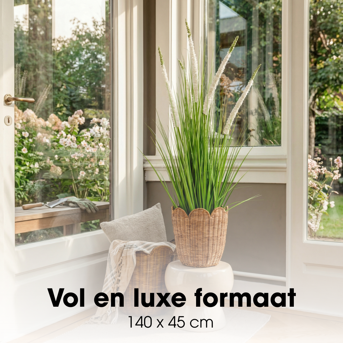 Kunstplant Siergras Wit Ø45cm x H140cm