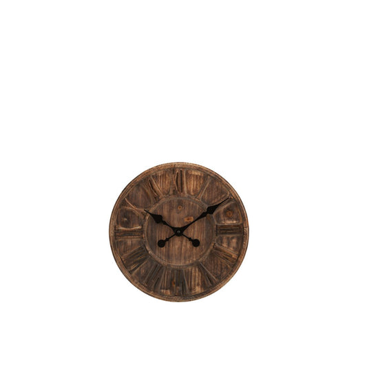 J-Line klok Schijf Romeinse Cijfers - hout - bruin - medium - Ø 40 cm