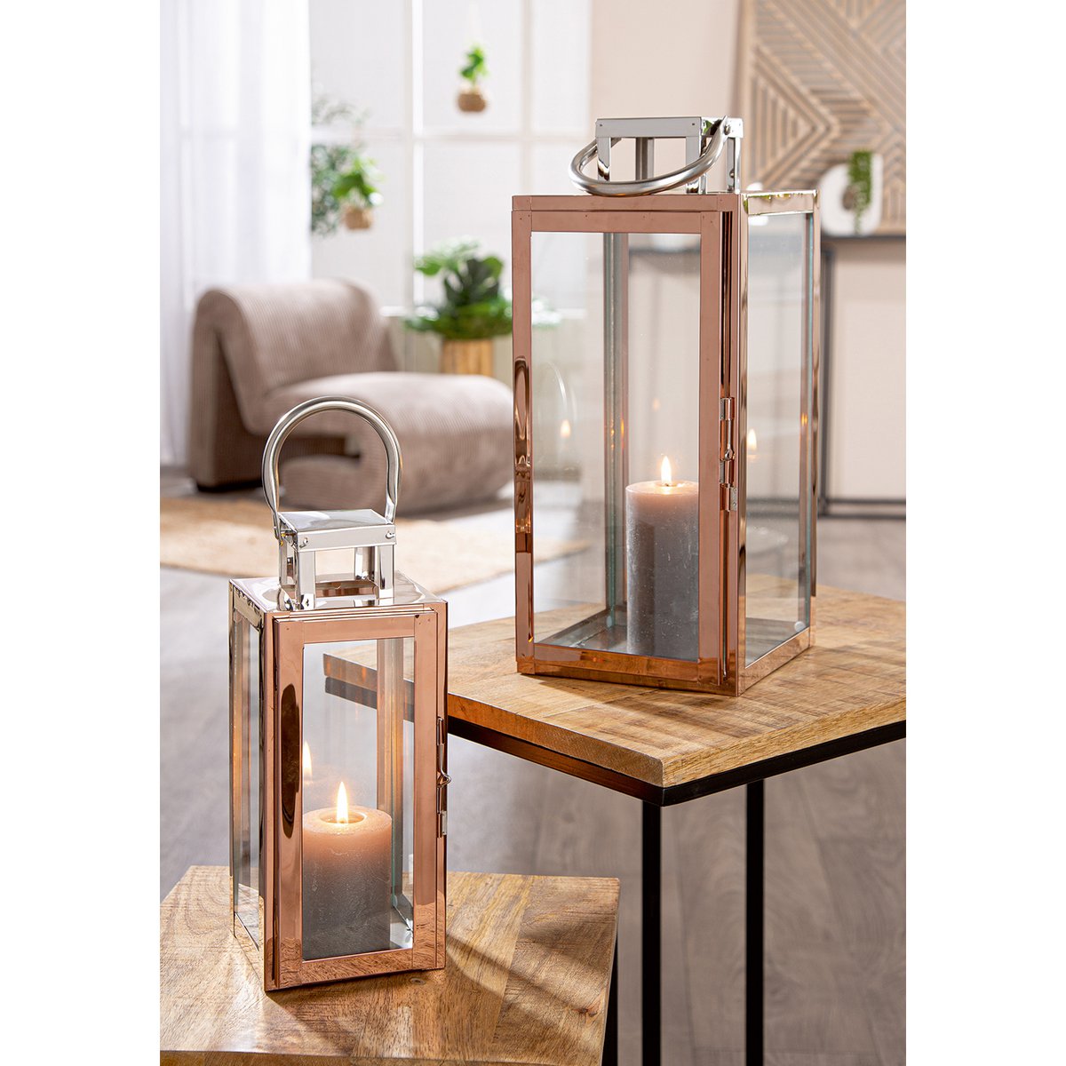 Set van 2 lantaarns "Galano" H. 38 cm