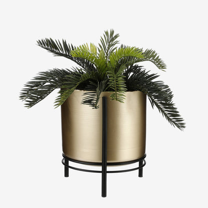 Sverre Bloempot op Standaard - H28 x Ø19 cm - Goud, Zwart