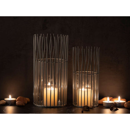 Kaarsenhouder set 2-delige teaight houder Wind Light Loft Black of Silver Candlestick Lanterns