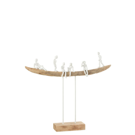 J-Line decoratie Mensen Op Bank - hout/metaal - wit/naturel - large