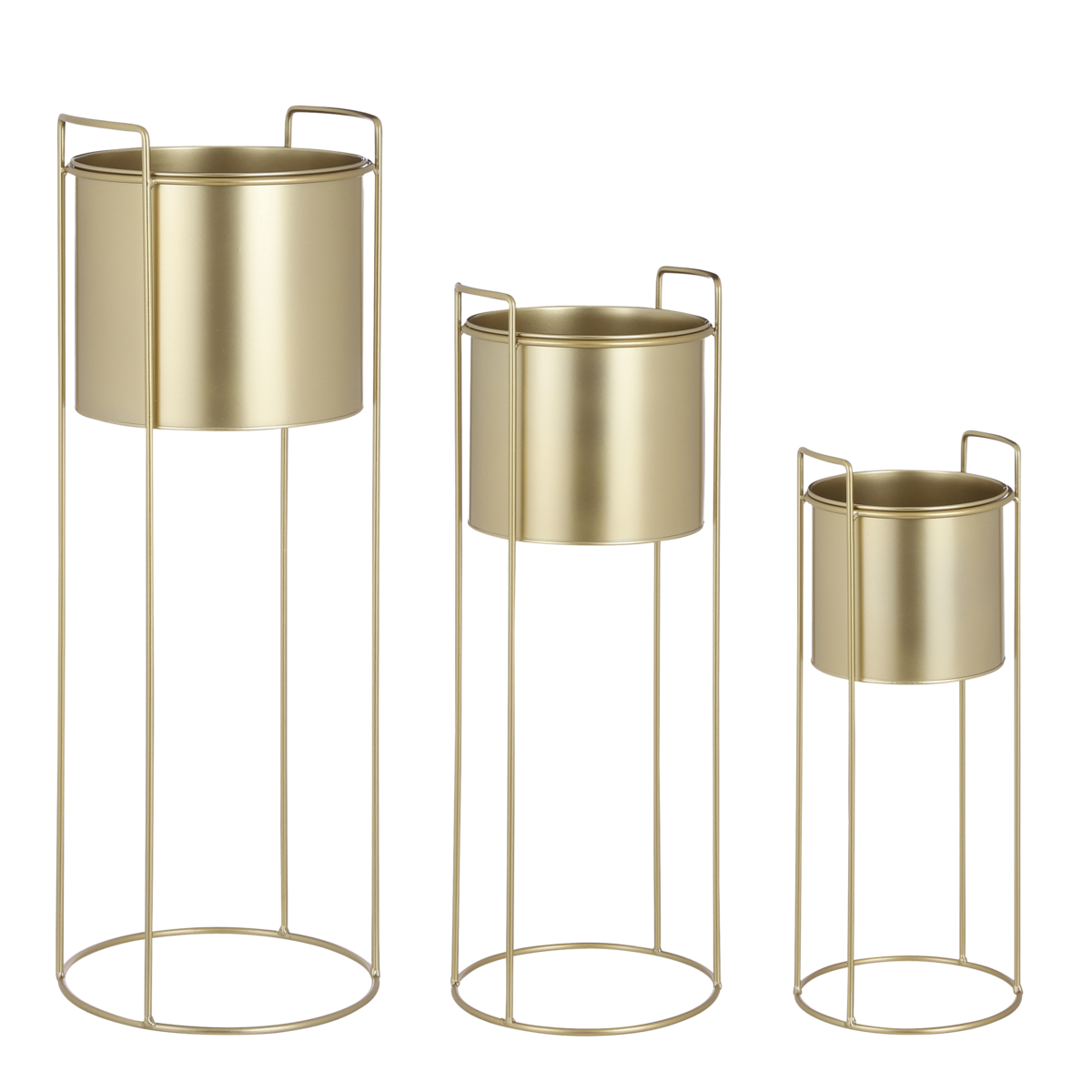 Bloempot op Standaard Favani - Set van 3 - H80 x Ø28cm - Goud