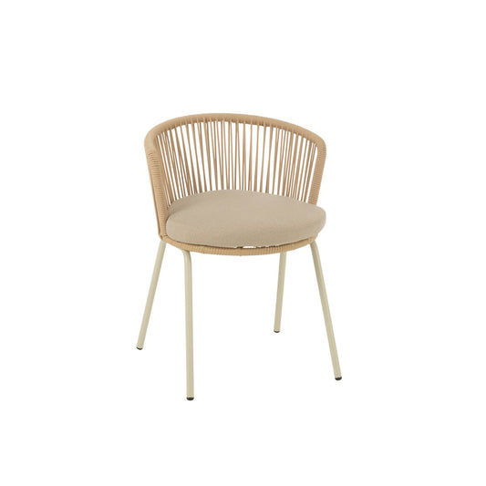 J-Line Stoel Toa Metaal/Koord Beige