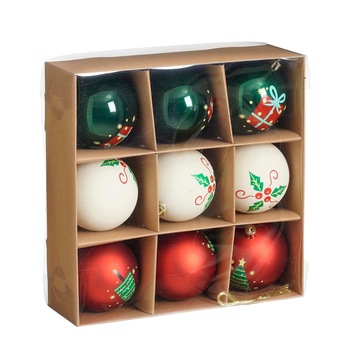 Kerstbal set 9 Meerkleurig