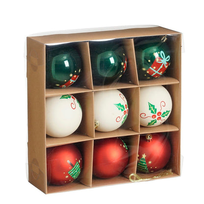 Kerstbal set 9 Meerkleurig