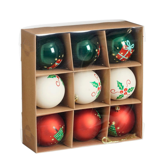 Kerstbal set 9 Meerkleurig