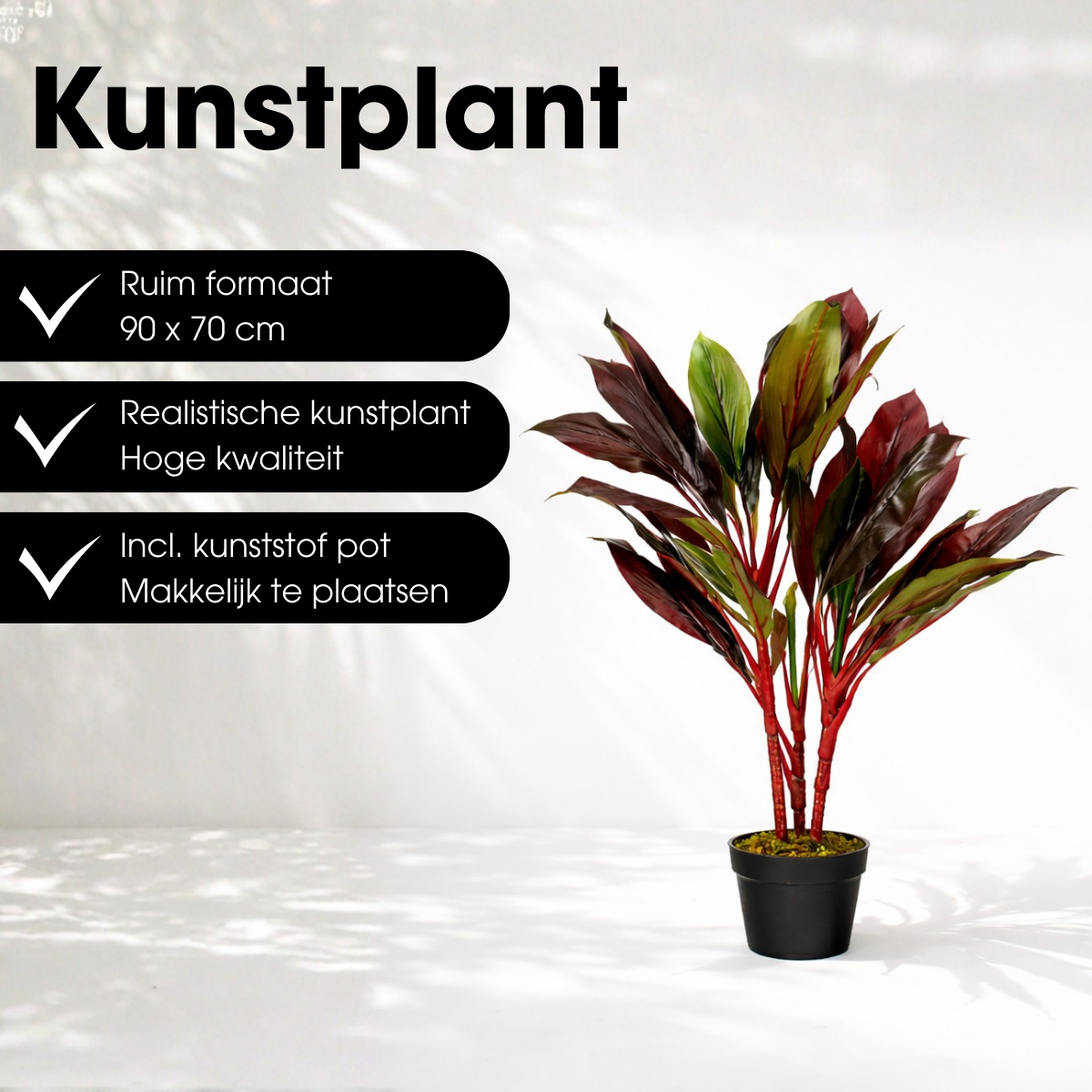Kunstplant Cordyline Rood Ø70cm H90cm