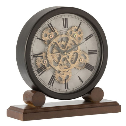 J-Line klok op voet Binnenwerk - hout - goud/zwart - Ø 35 cm