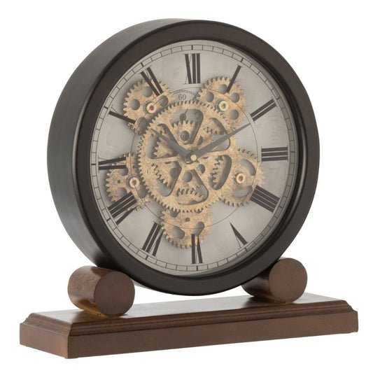 J-Line klok op voet Binnenwerk - hout - goud/zwart - Ø 35 cm
