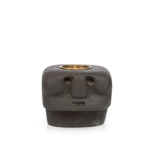 Sumba-serie steen donker kaarsenhouder 9cm hoog