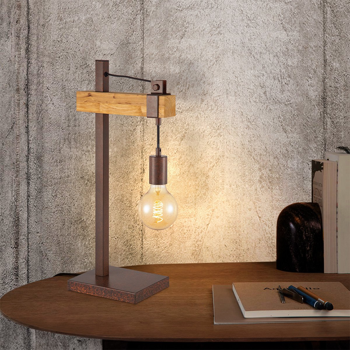 Metalen Tafellamp - Roest - 15 x 26 x 55cm