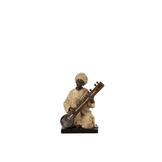 J-Line Indiase Figuur Met Muziekinstrument Poly Beige/Bruin