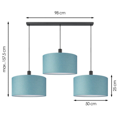 Hanglamp Canvas-Xxl Beam 3L - petrolblauw  - 50cm