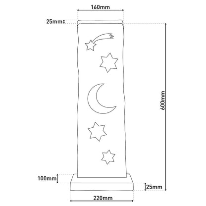 Houten Bord Maan en Sterren Hoogte 60cm met LED
