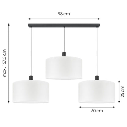 Hanglamp Canvas-Xxl Beam 3L - Wit - 50cm