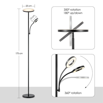 Led staande leeslamp - Moderne Zwart