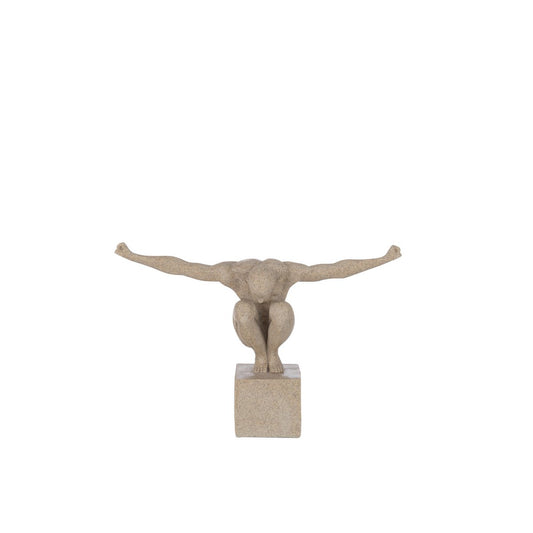 J-Line decoratie Sporter op voet - marmer/polyresin - zand - small