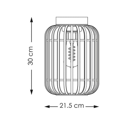 Plafondlamp met Bamboe kap 21,5 x 21,5 x 30 cm