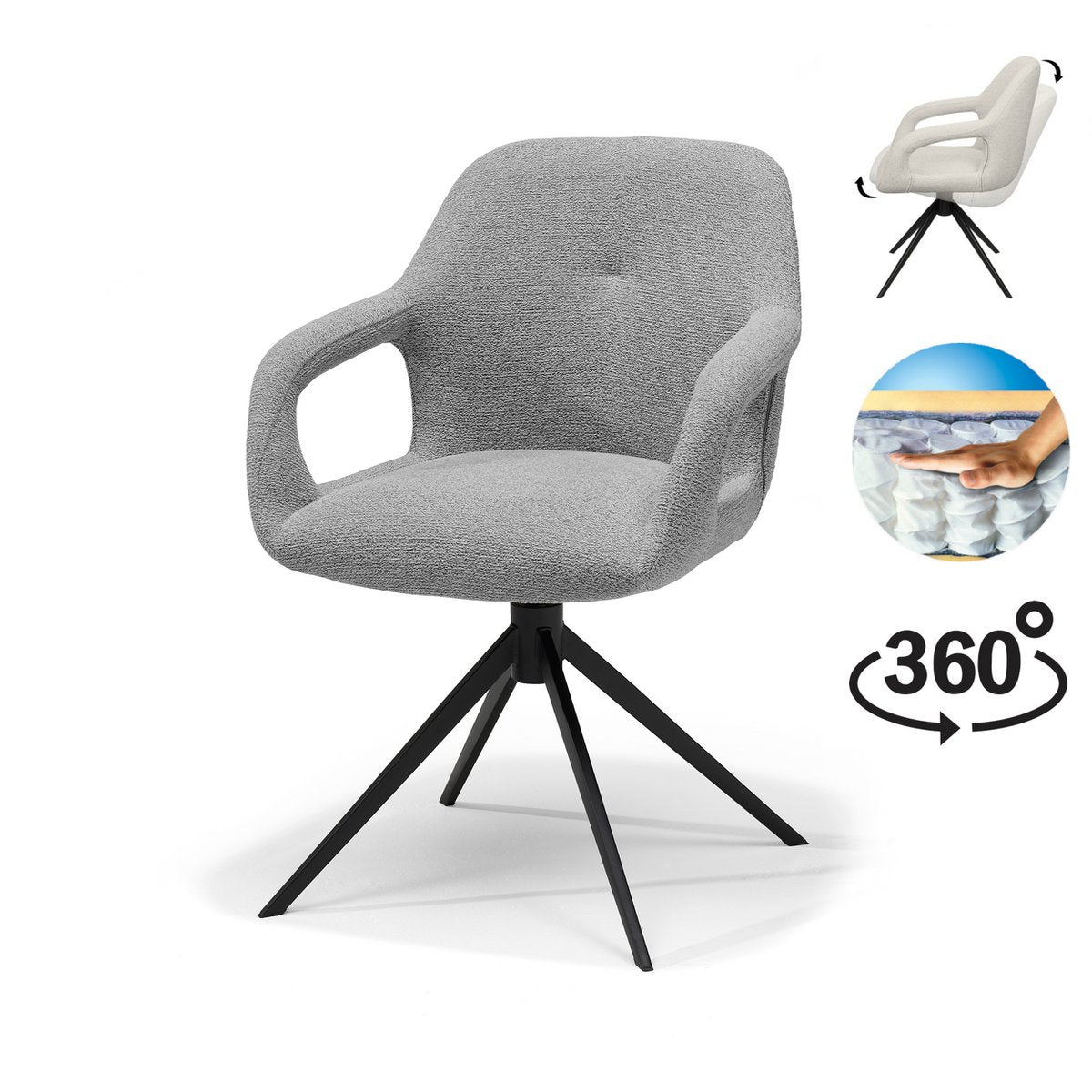 Move armstoel Stof Sahara #455 Grey - Relax functie - frame zwart