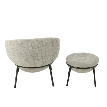 J-Line Loungestoel  +  Poef Ijzer Grijs/Zwart