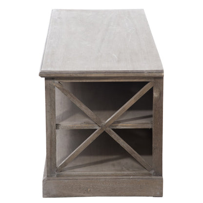 J-Line TV kast + 2 mand - hout - grijs/naturel