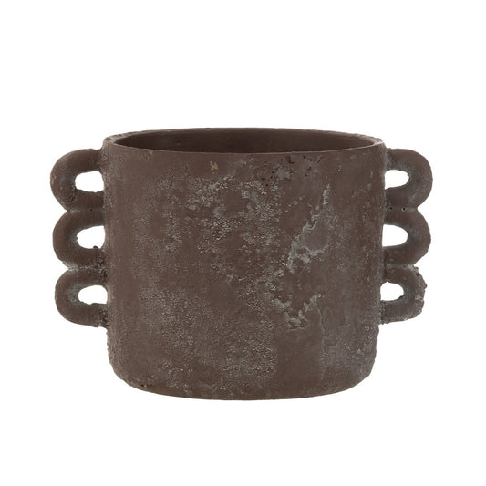 J-Line bloempot Celia - keramiek - bruin - large - Ø 30 cm