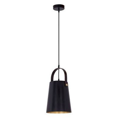 Hanglamp metaal met leren hanger Vintage stijl Wit of Zwart